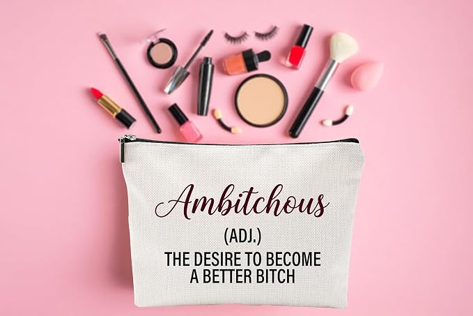 ZUYUROU Funny Makeup Bag, Double-Sided Canvas Cosmetic Pouch with Zipper, Travel Toiletry Organizer for Everyday Carry, Gag Gift for Women Coworkers and Friends - Image 6
