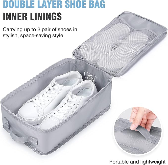 Mossio 6 Set Packing Cubes with Shoe Bag - Lightweight Travel Luggage Suitcase Organizers - Image 2
