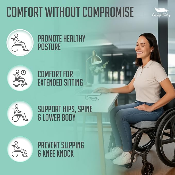 Premium Foldable Wheelchair Cushion - for Relief of Lower Back, Sciatic, Butt and Tailbone Pain - for Home & Office Use, Perfect for Travel or Driving - Gray Coccyx Seat Cushion - Image 5