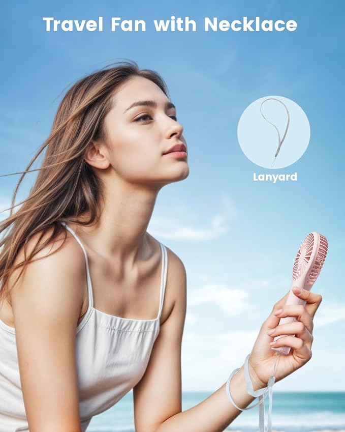 Edvision Portable Mini Fan - Powerful Personal Handheld Fan with 3 Speeds, Cute and Small, USB Rechargeable for Travel/Lash/Makeup/Outdoor/Home-2 Pack - Image 6