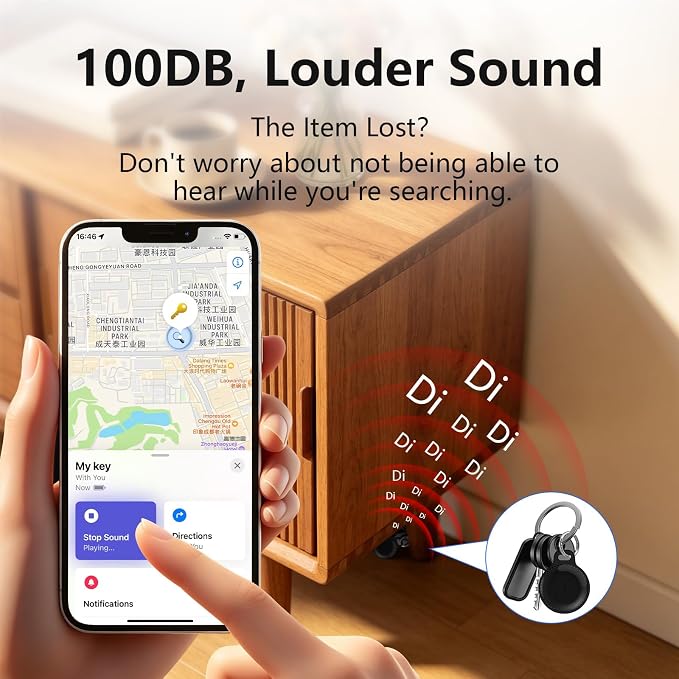 Air Tracker Tags [Apple MFi Certified], Bluetooth Smart Tags Works with Apple Find My (iOS Only),100dB Loud Sound IP67 Key Finder Item Locator, GPS Tracking Device for Wallet Luggage Car Dog Pets - Image 3