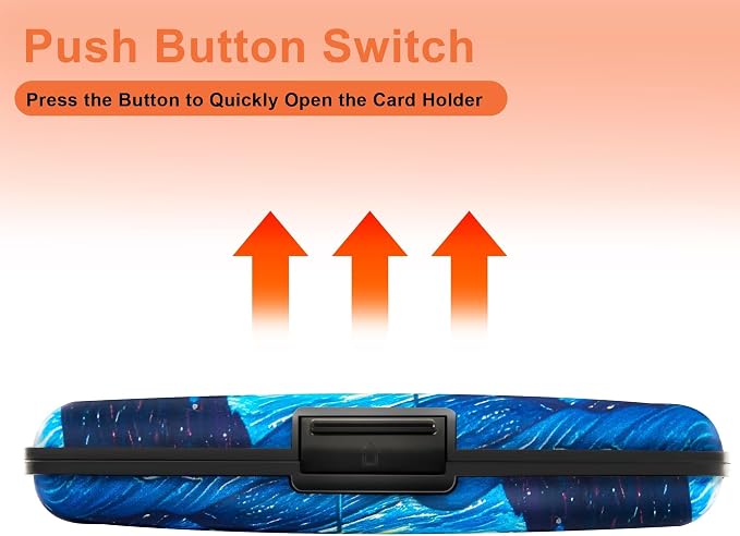 Mayski Credit Card Holder for Women RFID Blocking Wallet, The Starry Night | Card Wallets for Women Small Mini Business Metal Accordion Aluminum Alloy Hard Case for Men - Image 6