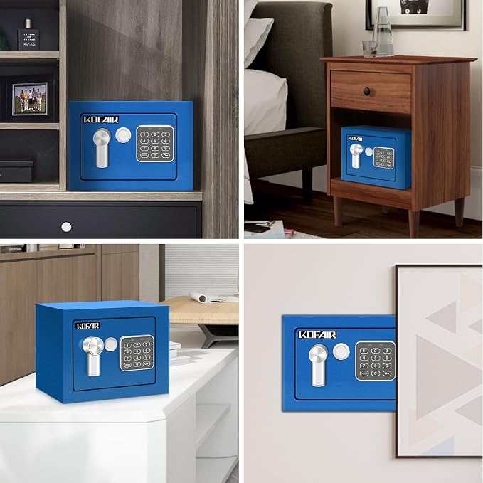 KOFAIR Safe Box for Home Safe (0.23 Cubic Feet) with Fireproof Bag, Personal Money Safe for Cash Saving, Mini Safey with Key, Digital Safety Box with Light, Money Lock safey (Blue) - Image 6