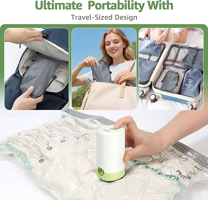 9+3 Packs Vacuum Bags for Travel with Rechargeable air Pump, 3 Sizes Vacuum Seal Bags for Clothing, Space-Saving Compression Storage Bags for Travel & Closet Organization - Image 6