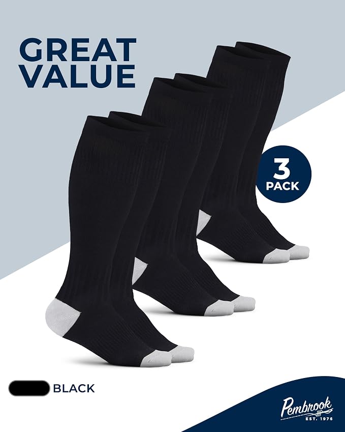 Pembrook® Light Compression Socks for Women - 3 Pairs | 8-15 mmHg Cotton Compression Socks for Pregnancy, Knee High Comfort - Image 6