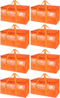 BALEINE 8-Pack Oversized Moving Bags with Reinforced Handles, Heavy-Duty Storage Tote for Clothes, Moving Supplies (Orange, 8-Pack) by BALEINE