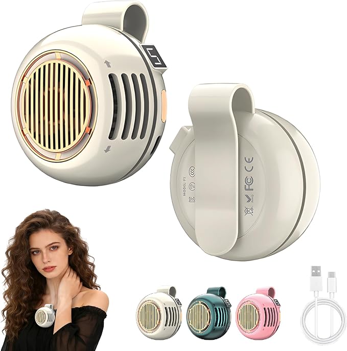 Portable Mini Bladeless Fan Clip on, 5 Speeds Clip on Fan for Shirt & Waist | USB Rechargeable 360° Rotatable Silent Small Fans, 2026 New Whirlwind Fans for Outdoor/Travel/Office (White) by Unknown