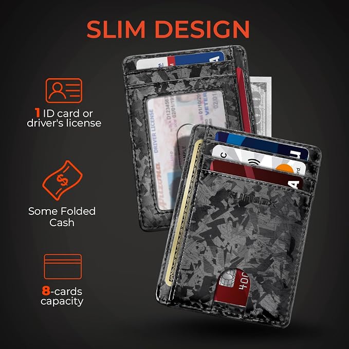 RUNBOX Slim Wallet for Men and Women, RFID Blocking Leather Card Holder | Minimalist 8-slot design fits IDs and credit cards in a thin profile for front pockets, purses, pants and travel - Image 3