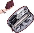 FYY Travel Cable Organizer - 8 Compartments, Lightweight, Water Repellent | With Wrist Strap, Portable Tech Pouch for Cord Charger, Travel and Business Trips Use, Soft Shell Nylon, Wine Red (Small) by FYY