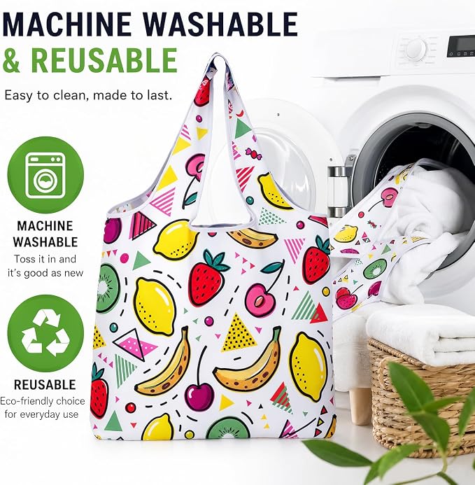 6 Pack Reusable Shopping Bags - Foldable Heavy Duty Washable Totes | Ripstop Nylon, 15x16", Zipped Storage Pouch Fits Palm, Large Handles Hold 50lbs, Travel Beach Picnic Grocery Essentials, Gift - Image 5
