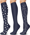 3 Pairs Compression Socks for Women & Men 15-20 mmHg- Best Support for Nurses, Running, Hiking, Recovery & Flight Socks by KXOVT