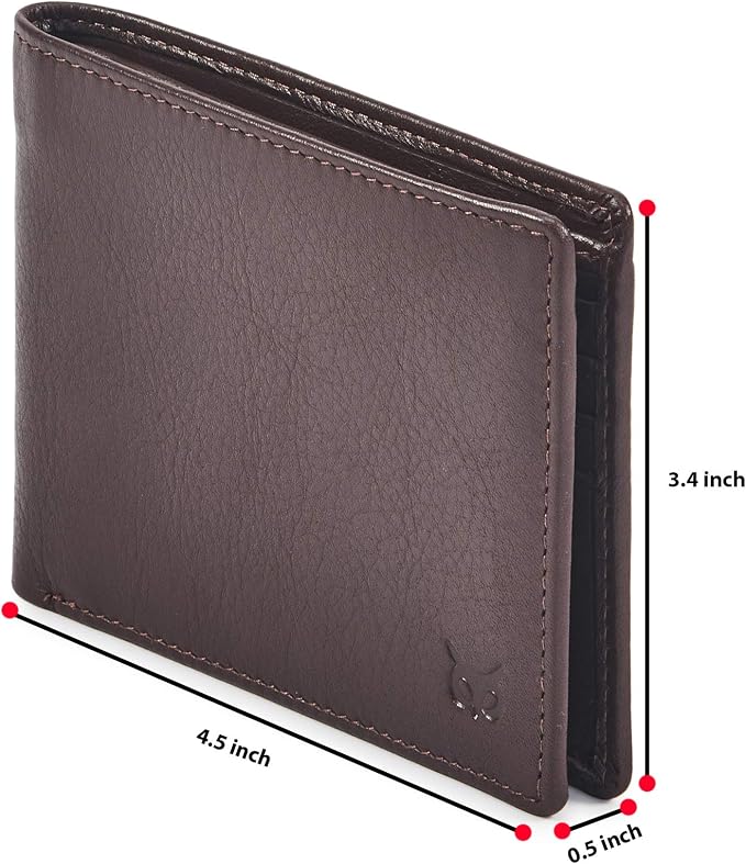 Real Leather Mens Bifold Wallet RFID Blocking Slim Minimalist Front Pocket - Thin & Stylish with ID Window in Gift Box (Nappa, Chocolate) - Image 2