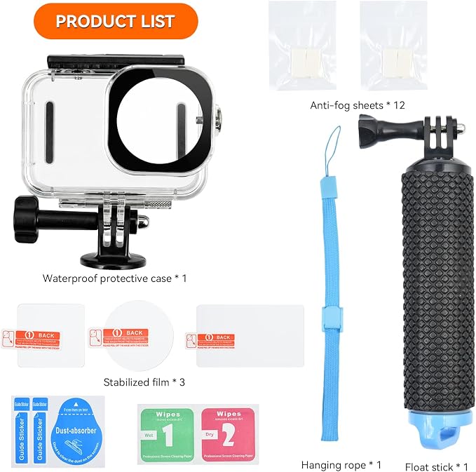 Underwater Waterproof Case for DJI Osmo Action 6 Camera | 196FT/60M Protective Diving Housing with Handle, Quick Release Interface Protective Cover with Float Stick Accessory Kit - Image 5