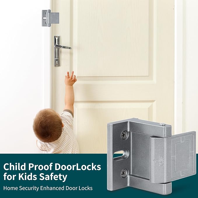 High-Security Reinforced Door Lock – Aluminum Privacy Latch for Home and Hotel, Easy Installation with Stainless Steel Screws, Interior Night Lock for Added Protection(Gary-2 Pack) - Image 5