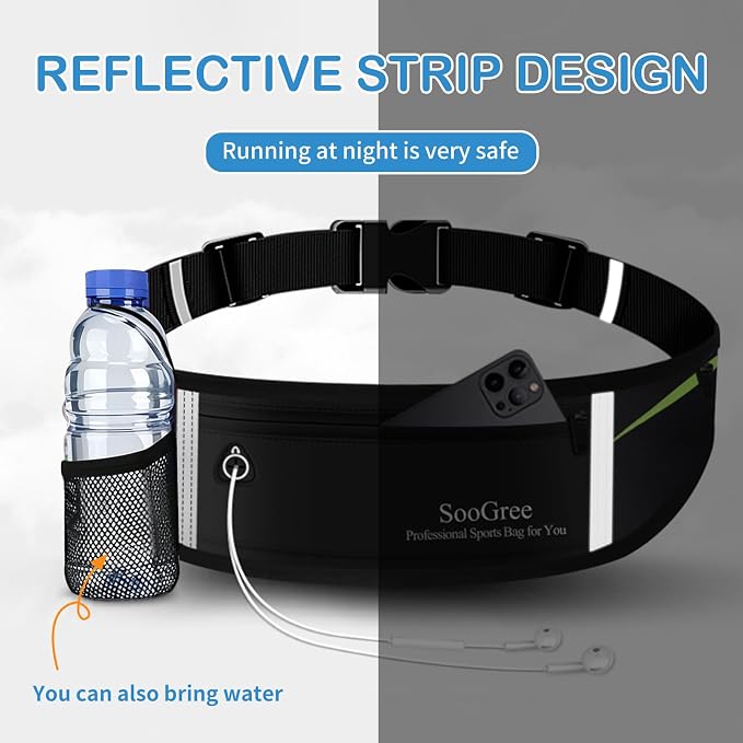 SooGree Slim Running Belt Sport Fanny Pack for Women Men,Reflective Waist Pack Runner Pouch Belt, Zipper Waterproof Running Phone Holder Jogging Pouch for Phone Money (GSP8806 Gray) - Image 4