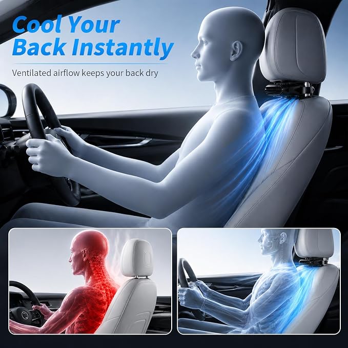 2PCS New Upgraded Car Seat Fan that Blow Cold Air for Backseat Rear Facing Headrest Cooling Fan for Car Portable Carseat Usb Car Vent Extender for Baby Small Mini Rechargeable Cooler Head Rest (White) - Image 3