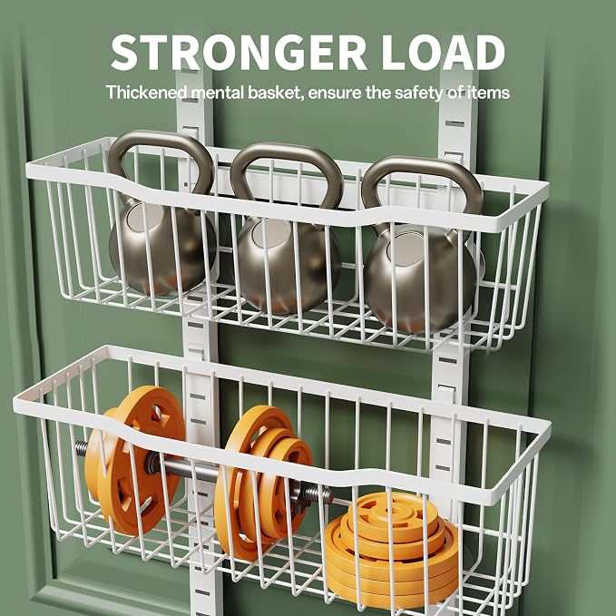 Eastherry Over The Door Organizer，8-Tier Over The Door Pantry Organizer with Adjustable Baskets，Metal Hanging Pantry Organizers and Storage for Kitchen, Back of Door Seasoning Rack (White) - Image 5