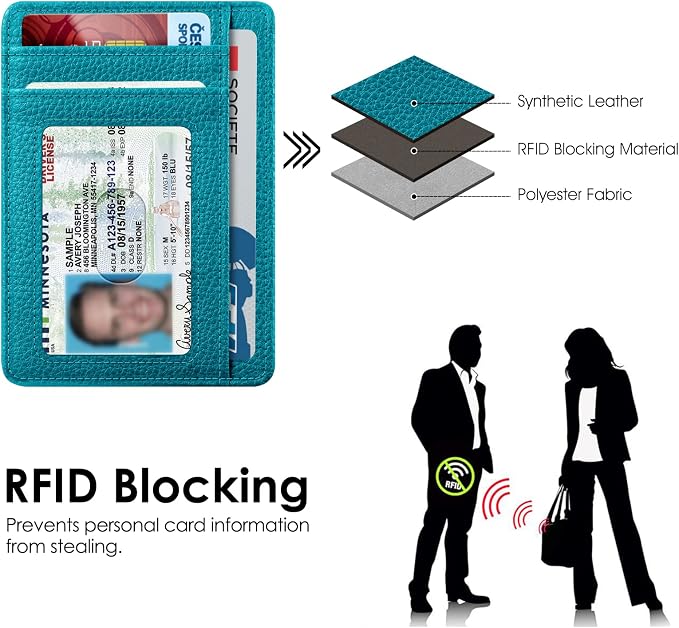 FINTIE Slim Front Pocket Wallet, RFID Blocking Credit Card Holder | Minimalist Card Cases with ID Window for Men Women, Legacy Teal - Image 5