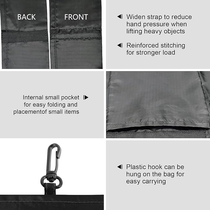 HOLYLUCK Reusable Grocery Bags,Heavy Duty Foldable Shopping Tote Bag (Extra Large, 3 Large Black) - Image 3