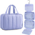 BAGSMART Travel Toiletry Bag for women, Portable Hanging Hook Makeup Bag Organizer, Waterproof Makeup Cosmetic Bag, for Full-Size Accessories, Toiletries,Purple by BAGSMART