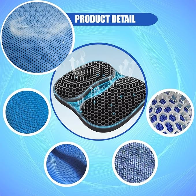 Foldable Seat Cushion for Travel, Honeycomb Gel Seat Cushion with Zipper & Handle, Portable Honeycomb Gel Cushion for Fatigue Relief, Ventilative Butt Pillow 15.8 x 13.3 x 1.4 Inches (1 in Blue) - Image 4