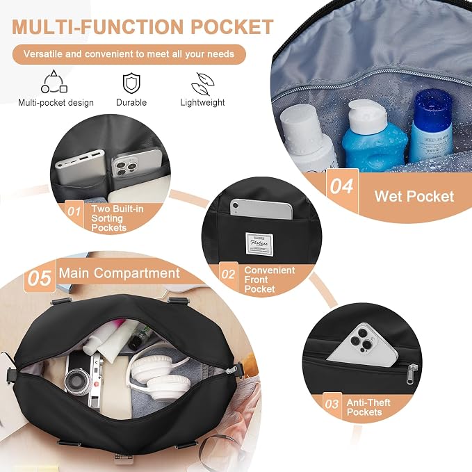 Travel Duffel Bag, Sports Tote Gym Bag, Shoulder Weekender Overnight Bag for Women - Image 7
