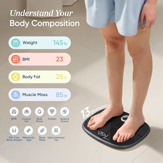 Etekcity Rechargeable Smart Scale for Body Weight, FSA Eligible, Black | HSA eligible, tracks 13 metrics including BMI, body fat and muscle mass, with Secret Mode and Bluetooth app sync - Image 2