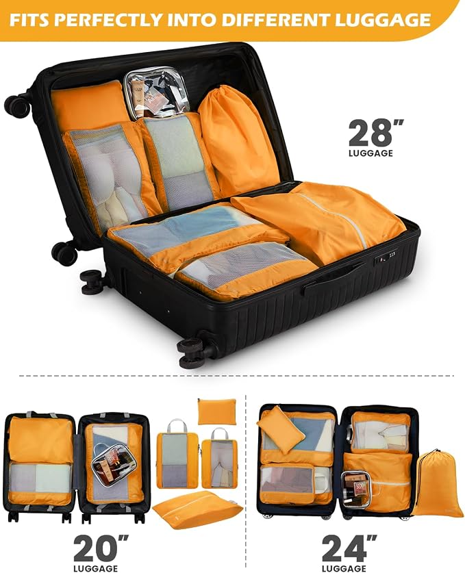 Gonex Compression Packing Cubes for Travel, Mesh Bags Luggage Organizers | Set of 8 with 4 Bags for Toiletry Essentials, Fits 20"Carry-on Suitcases, Double Zipper Compression, Lightweight (1.08 lbs) - Image 7