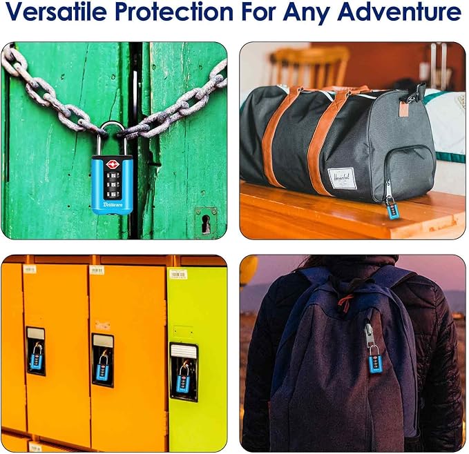2 Pack TSA Approved Luggage Locks, Combination Travel Padlock, 3-Digit Waterproof Lock, TSA Accepted Outdoor Keyless Resettable Lock for Lockers, Bags, Backpack, Gym, Gate-Blue - Image 7