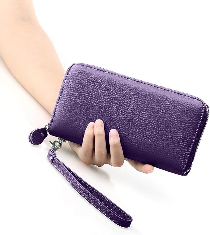 Moflycom Womens Wallet RFID Blocking Genuine Leather Zip Around Wallet Clutch Wristlet Travel Long Purse for Women - Image 5