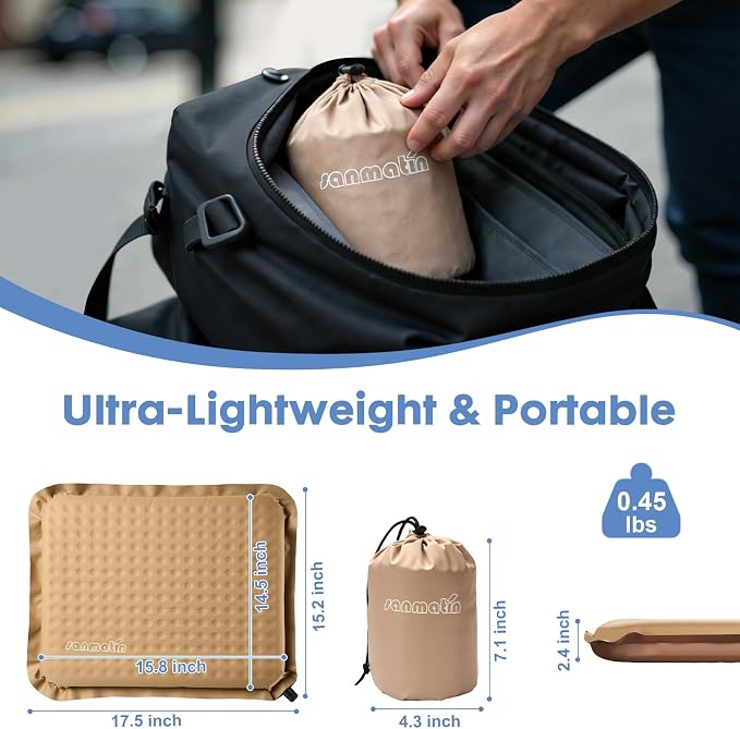 Airplane Travel Seat Cushion, 2, Khaki | Inflatable seat cushion for stadium, camping,outdoors.Sondur travel cushion for airplane - Image 2