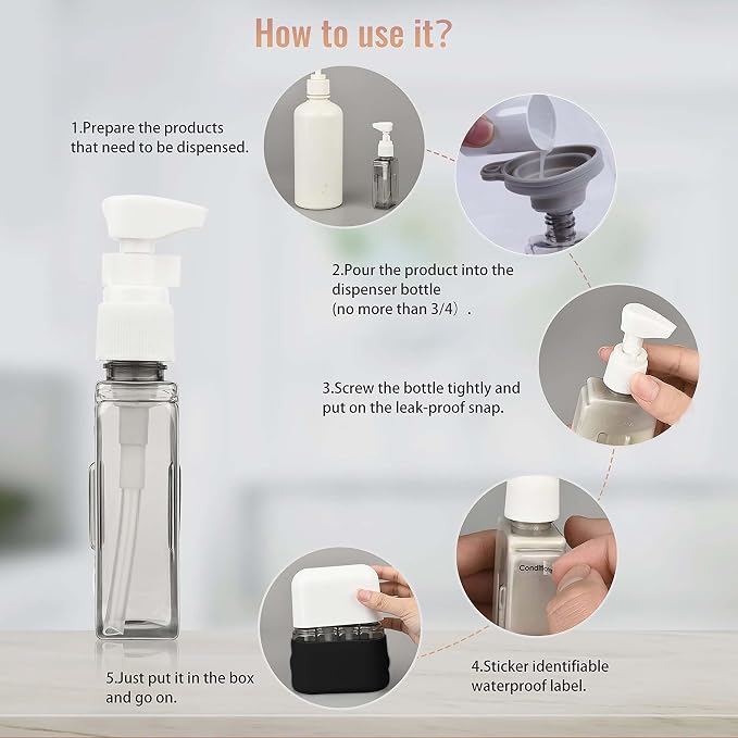 Bpluma Travel Bottles, Leak Proof Containers For Toiletries TSA Approved Airplane Accessories Kits For Liquid With Labels | For Toiletries TSA Approved Airplane Accessories Kits For Liquid With Labels - Image 5