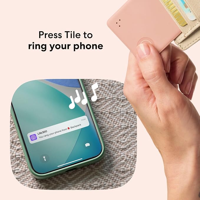 Life360 Tile Slim - Wallet Finder, Bluetooth Tracker and Item Locator for Luggage Tags, Passports and More. Both iOS and Android Compatible. Phone Finder. 1-Pack (Dune) - Image 4