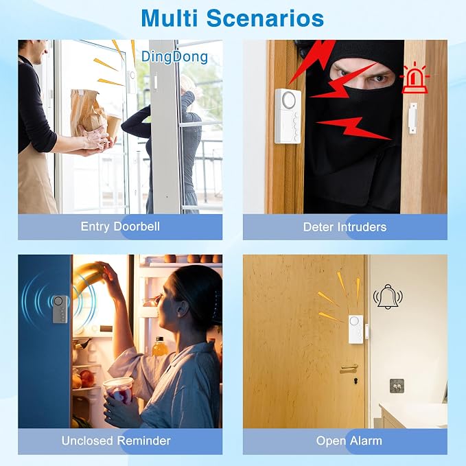 Greencycle Freezer Door Alarm (3/15/30/60S Delay), Door Alarms for Home Security Kids Safety, Close Doors Reminder 108dB Loud, 4Modes, 3 Adjustable Volume for Home, Business, Office, Gate, Shop, 10PK - Image 6