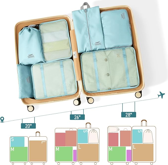Packing Cubes for Travel- 8 Set Luggage Organizer Bags for Family, Mesh Breathable Travel Packing Cubes for Suitcases Durable Travel Essentials Bags Set (Upgrade Blue, 10 Set) - Image 3