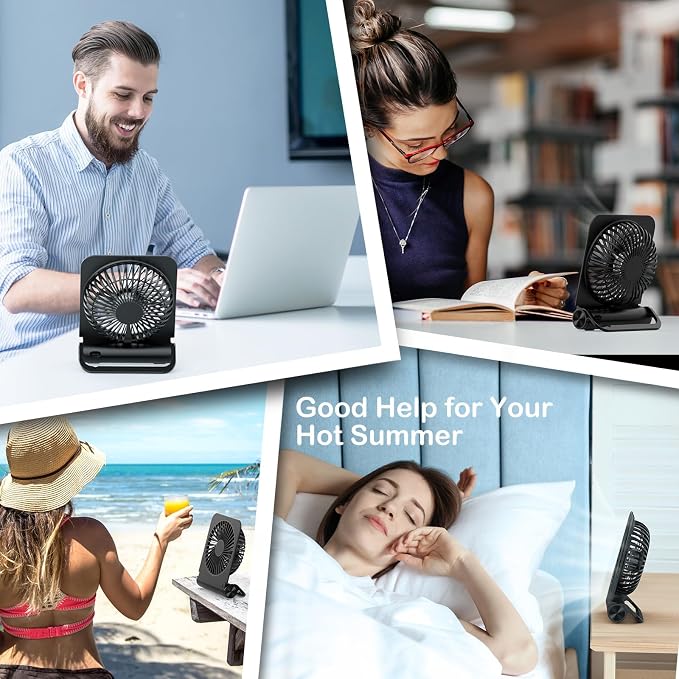 EasyAcc Small Desk Fan, Fan for Slumber Pod Rechargeable, 2000mAh Quiet Mini Desktop Fan Portable Rechargeable Fan for Cruise, Travel Office Pet Cooling Hot Flashes Travel Essentials - Image 7