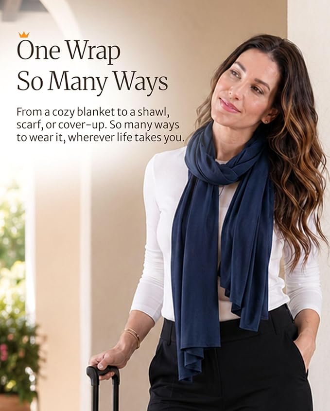 Pashmina Shawl Wraps for Women | USA Made Travel Scarf for Women | Lightweight & Soft Pashmina | Evening Dresses | Travel Scarf Airplane | UPF 50+ Sun Protection | 68x35in - Image 8