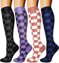 Compression Socks for Women & Men Circulation (4 Pairs) 15-20 mmHg is Best Support for Nurses Running Hiking Travel by BLONGW