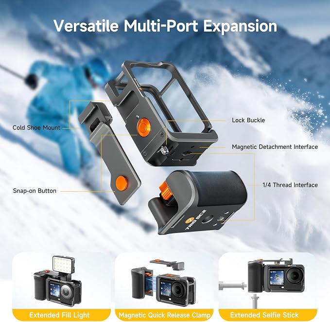7RYMS 7RIG SC2 Street Grip Kit for DJI Osmo Action 6(Case+Handle Grip) | Quick Release, Cold Shoe, Lens Cover, Wrist Strap, Grip Holder for Street Photography, Vlogging, Video Recording - Image 5