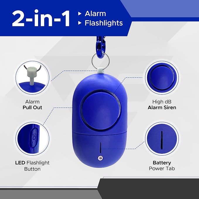 FURY Personal Safety Alarm for Women, 120DB, Blue | Dual LED flashlight and keychain attachment deliver a loud deterrent alert on the go - Image 5