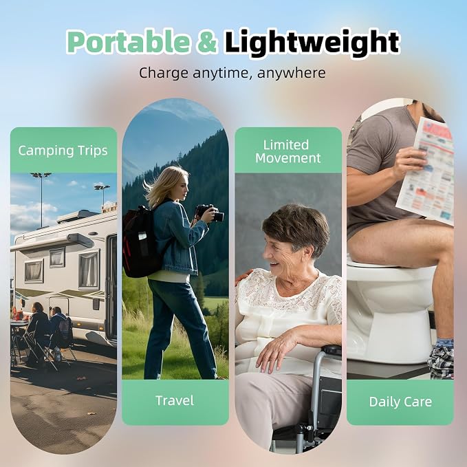 Hibbent Portable Bidet for Travel, High Pressure Handheld Electric Sprayer, Rechargeable Travel Bidet for Women & Men, Personal Hygiene Cleaning, Soothing Postpartum Care, perineal, Green - Image 8