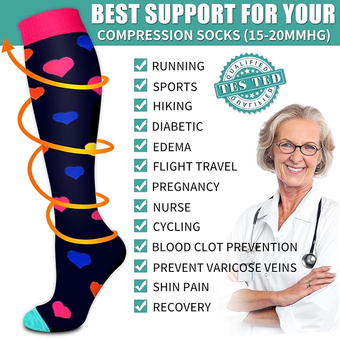 3 Pack Medical Compression Sock-Compression Sock For Women and Men Circulation -Best for Running,Nursing,Athletic Sports - Image 5