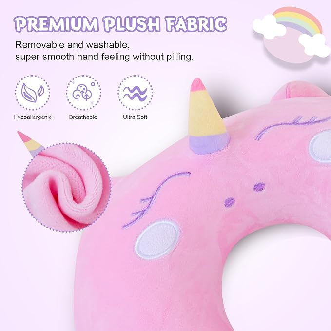 Cirorld Travel Pillow for Kids Adult Cute Neck Pillow for Traveling Memory Foam Airplane Pillow Sleep Mask Animal Flight Pillow Head Rest Neck Support for Cars Long Flights (Pink, 9-12 Y/O) - Image 3
