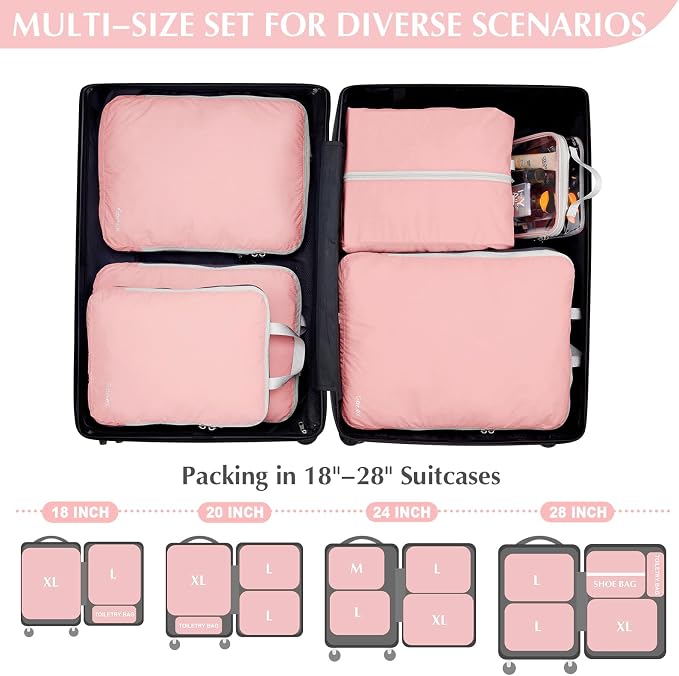 Gonex 6-Piece Compression Packing Cubes with Shoe Bag | Expandable Design, TSA-Approved Toiletry Bag, Ripstop Fabric, Double-Zip Compression, Carry-On Friendly - Image 6