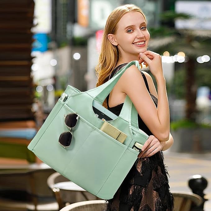 Corduroy Tote Bag for Women Crossbody Bags Lightweight Handbags Shoulder Bag with Zipper Pockets for Work Shopping - Image 2