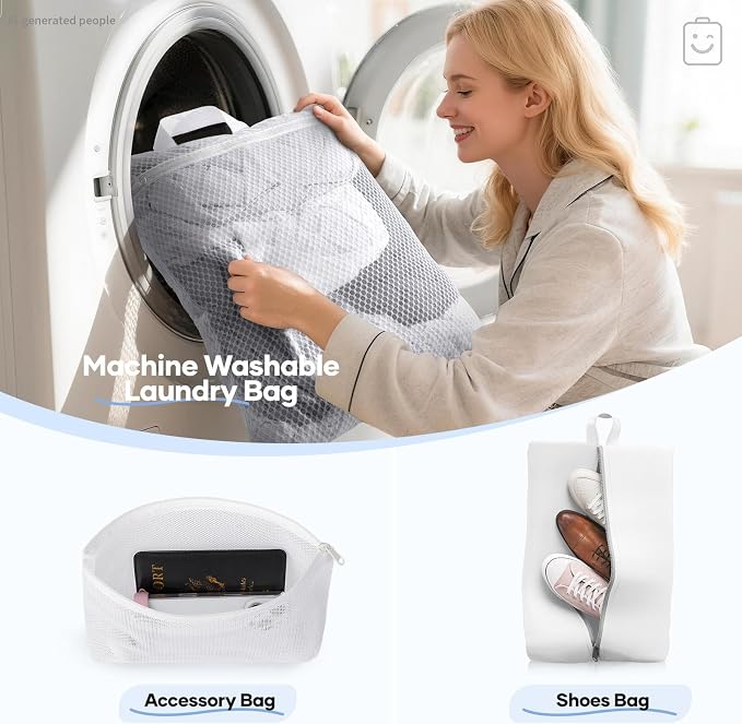 1/2/6/8/9/10/11 Set Compression Packing Cubes Garment Bags Garment Bag for Travel Essentials,White - Image 6
