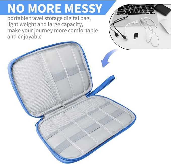 Lcsmaokin Electronics Travel Organizer,Portable Waterproof Electronic Travel Storage Bag for Small Charging Cord Storage,Charger,Small Electronics,SD Card etc,for Travel,Business - Sky Blue - Image 3