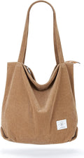 KALIDI Women Corduroy Tote Bag Zipper Casual Tote's Handbag Big Capacity Shoulder Bag with Pockets by KALIDIFANCYFOREST