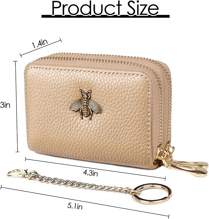 imeetu RFID Credit Card Holder, Small Card Wallet Women, Leather Card Case | Genuine Leather Women's Card & id Cases, Change Coin Purse with Zipper Keychain id Window, 20 Colors & 3 Styles, Daily, Gifts - Image 5