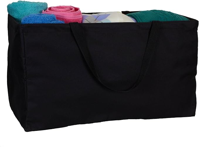 Household Essentials 2212-1 Krush Canvas Utility Tote | Reusable Grocery Shopping Bag | Laundry Carry Bag | Black - Image 4